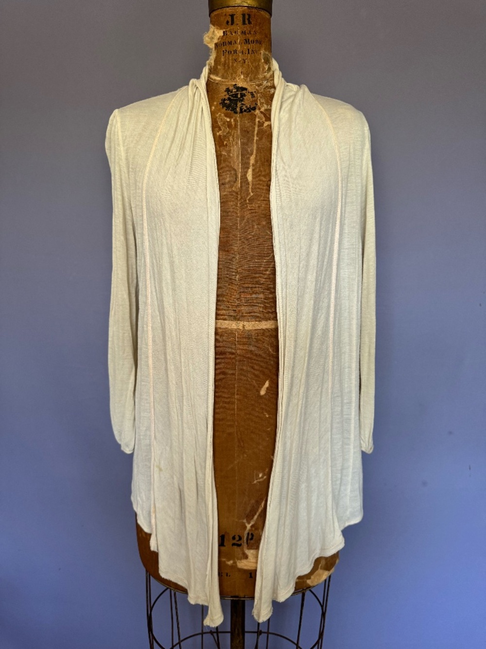 James Perse Draped Open-Front Cardigan — Cream, Size 4